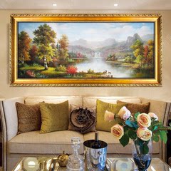 风景油画欧式手绘客厅挂画有框装饰画手工山水聚宝盆定制壁画