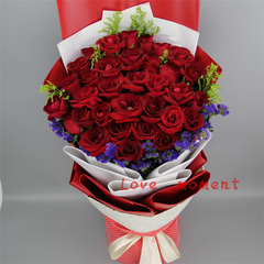 西安鲜花花店同城速递33枝红玫瑰捧花花束献给女朋友亲人生日纪念