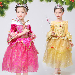 女童爱洛公主裙演出连衣裙圣诞节秋装儿童睡美人蓬蓬裙子表演礼服