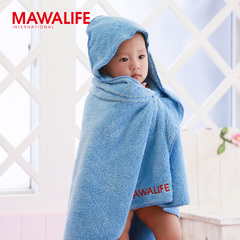 台湾进口MAWALIFE宝宝柔软浴巾带帽新生婴儿斗篷不掉毛毛浴巾抱被