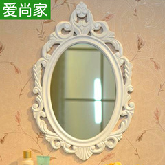 爱尚家家居 白色欧式田园风格 雕花镜 浴室镜 梳妆镜子特价