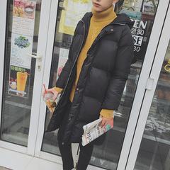 2016冬装新款男装韩版日系加厚长款潮男士连帽棉衣棉服青年外套