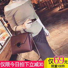 2016新款韩版女士单肩包简约时尚百搭链条包斜挎包手提包女送小包