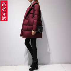 羽绒服女中长款韩国2016冬季新款休闲茧型修身显瘦女式羽绒服加厚