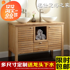 特价定制台上盆欧式橡木落地美式原木色浴室柜实木卫浴柜组合现货