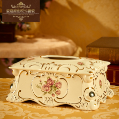 欧式纸巾盒陶瓷工艺餐巾盒创意奢华复古抽纸盒家居客厅装饰摆件