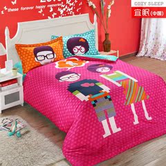 韩式卡通纯棉床上四件套1.5x2 1.8x2米床笠式全棉床品特价包邮
