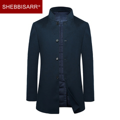 SHEBBISARR/诗比亚男士立领羊绒大衣中长款羊毛呢大衣冬装外套厚
