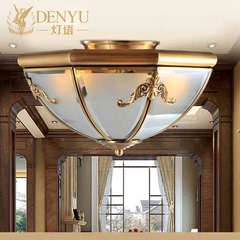 欧式吸顶灯美式全铜客厅卧室灯餐厅过道走廊玄关圆形温馨阳台灯具