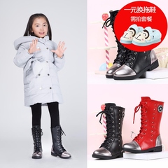 牧童童鞋2016冬款新款女童靴子专柜同款儿童马丁靴加厚二棉高筒靴