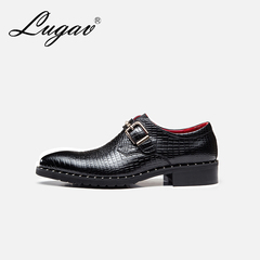LUGAV商务正装固特异百搭记忆脚型男士皮鞋牛皮男鞋鳄鱼纹皮鞋
