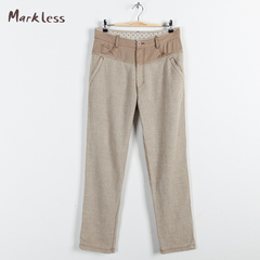 Markless2015夏装新款亚麻裤 男 休闲裤 宽松男士裤子直筒男裤薄