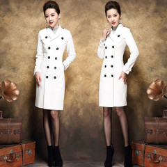 2016春装新款奢华女人高端定制 原创设计英伦范复古风衣大衣