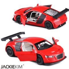 嘉业1:36 奥迪R8赛车跑车合金车模 回力声光汽车玩具模型