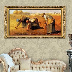 日康 米勒拾穗者油画 手绘欧式现代风景挂画世界名画 客厅装饰画