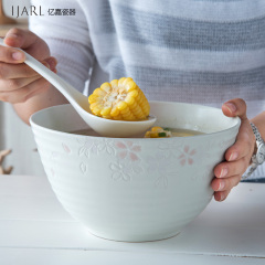 瓷魂手绘陶瓷碗 小清新8英寸大汤碗大号面粉碗饭碗 韩式家用碗具