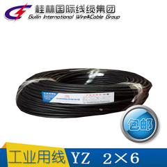 桂林国际电线电缆穿山牌YZ2×6铜芯线橡套软线国标电线100米