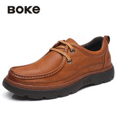 Boke波客男鞋2016秋季新款日常休闲牛皮皮鞋男真皮休闲鞋K376501