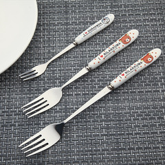 可爱卡通不锈钢餐具 便携式筷子 勺子 叉子 长柄大勺子 搅拌勺子