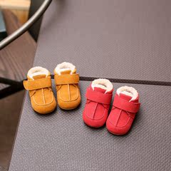 冬季新款女宝宝学步鞋加厚保暖婴儿棉鞋0-2岁真皮幼儿童鞋家居鞋