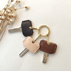 纯手工牛皮钥匙套创意保护套配件定制皮套植鞣革挂件纯铜钥匙环扣