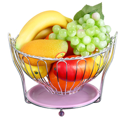 欧式创意不锈钢色大号水果篮客厅装饰果盘沥水篮水果收纳篮子果盆