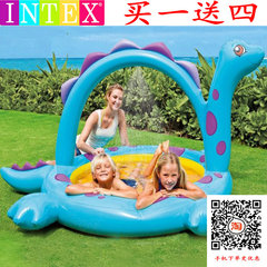美国正品INTEX57437恐龙充气水池儿童戏水池宝宝海洋球池 可喷水