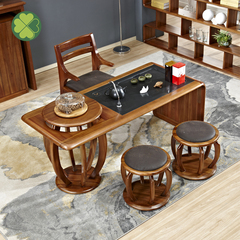几木朵北欧实木茶台套装桌子茶具桌椅组合简约小桌火烧石茶桌茶台