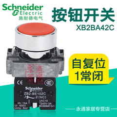 施耐德Schneider 22mm平头按钮开关 XB2BA42C 自复位 1NC  红