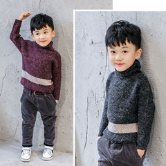 米克狸童装2016冬装新款男童高领毛衣韩版儿童加厚针织衫毛衣潮