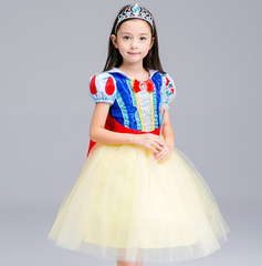 圣诞节儿童服装生日短袖白雪公主裙子女童动漫角色礼服表演服儿童
