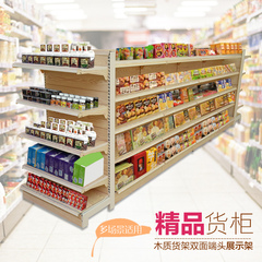 超市货架 单双面背板 便利店展示架子木质精品柜进口食品店货柜