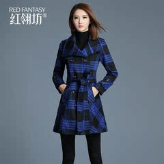 格子毛呢尼外套2016韩版女装新品冬天呢子大衣女中长款修身加厚潮