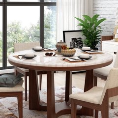 北欧圆形实木餐桌 欧式小户型大理石餐桌椅组合 简约现代家用圆桌