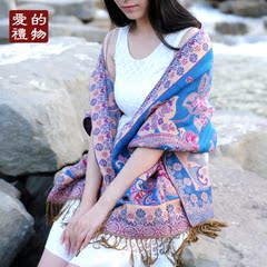 云南丽江民族风旅行羊毛披肩秋冬季女士百搭围巾披肩两用超长围脖
