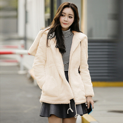 2016冬季女装新款韩版中长款甜美正品羊羔毛棉衣加厚外套棉袄棉服