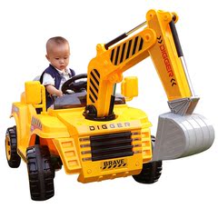 鹰豪大号儿童电动挖掘机遥控玩具可坐可骑挖土机工程车滑行四轮