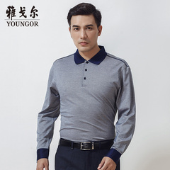 Youngor/雅戈尔2016秋季新品男士商务丝光棉长袖T恤4275