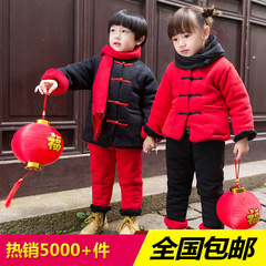 男童过年衣服2女童唐装加厚3中国风4儿童新年装5宝贝冬装套装6岁