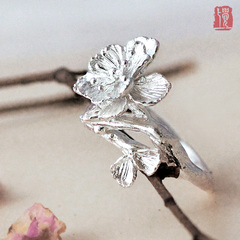 原创手工925纯银复古唯美中国风花型戒指 气质指环 银饰女 礼品