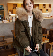 韩国代购冬季新款韩版大毛领加厚棉衣女冬装大码工装宽松棉服外套