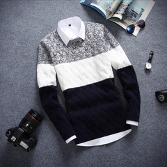 秋季男士针织衫长袖T恤青少年韩版冬季毛衣打底衫外套上衣毛线衣