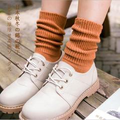 秋季韩版新款袜子女中筒袜 竖条全棉堆堆袜棉袜 学院风粗线袜子