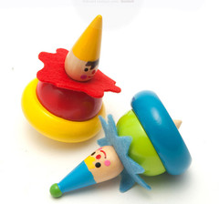 德国儿童玩具超可爱木制彩绘小丑旋转陀螺传统益智玩具2色选