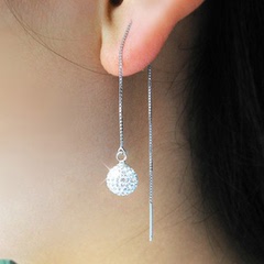 韩国版时尚耳坠气质纯银女耳环 漂亮耳坠超长款白雪公主耳线