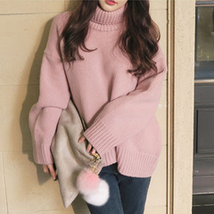 2016秋冬韩版大码女装宽松显瘦高领套头毛衣学生羊毛打底针织衫