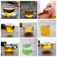 耐热玻璃茶具品茗杯 小容量透明喝茶杯 功夫茶具配件喝水杯子双层