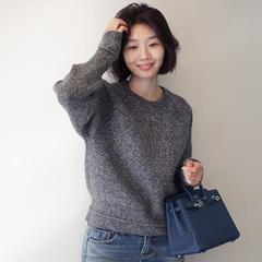 2016冬季女装新品 graychic韩国正品代购 纯色长袖圆领套头针织衫