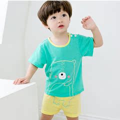 韩国正品可爱小熊夏季必备宝宝儿童小童短袖短裤套装超薄透气舒适