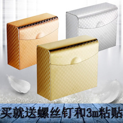 免打孔不锈钢纸巾盒 厕所卫生纸盒防水酒店宾馆专用纸盒草纸盒箱